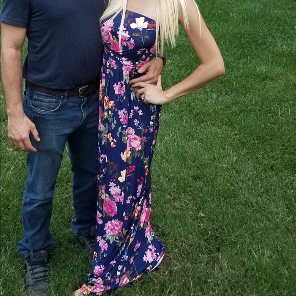 Strapless Floral Maxi Dress